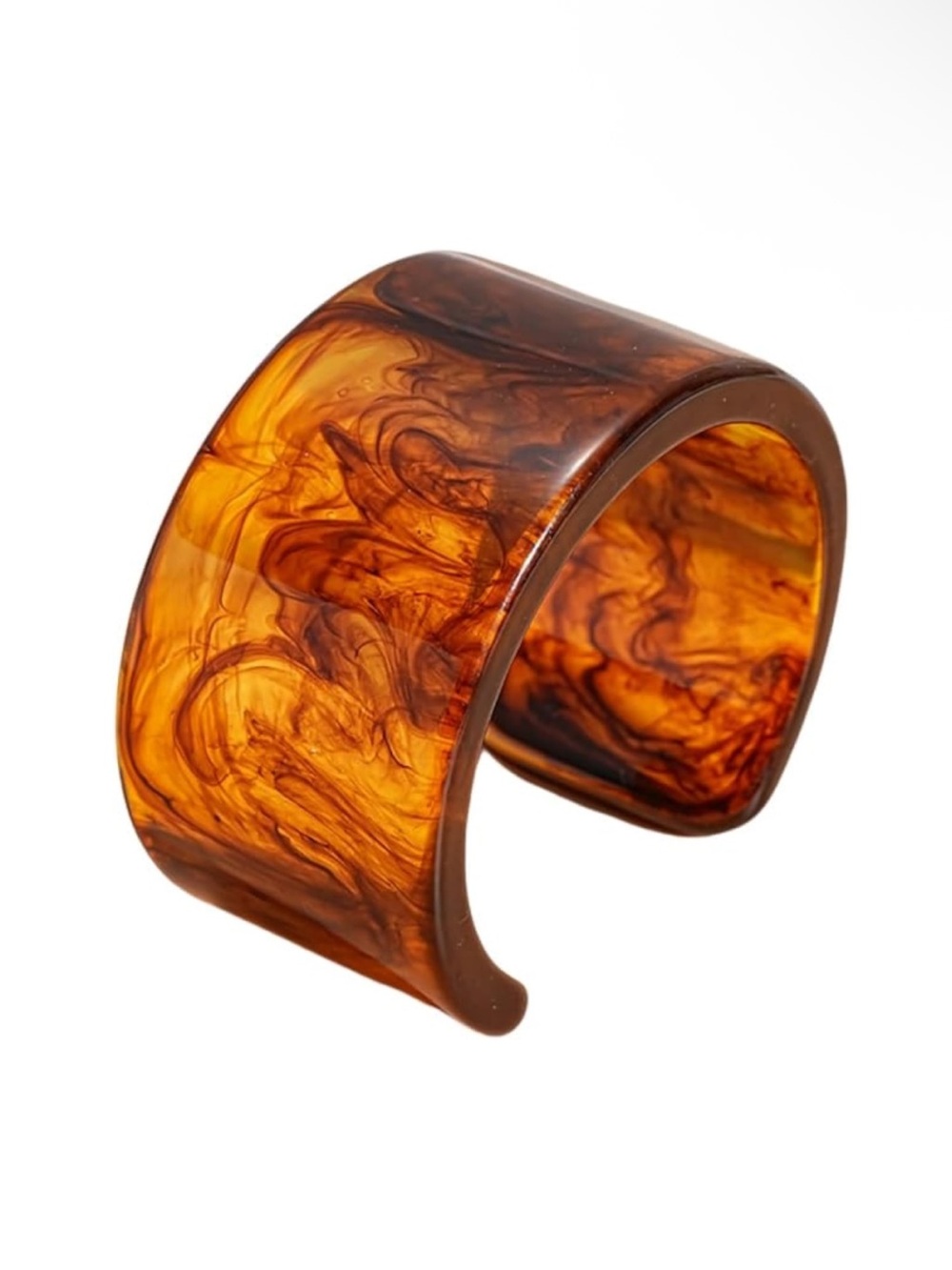 Tortoiseshell Resin Cuff Bracelet - Amber Brown